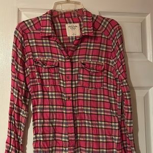 Pink, light blue, light green small Abercrombie Flannel